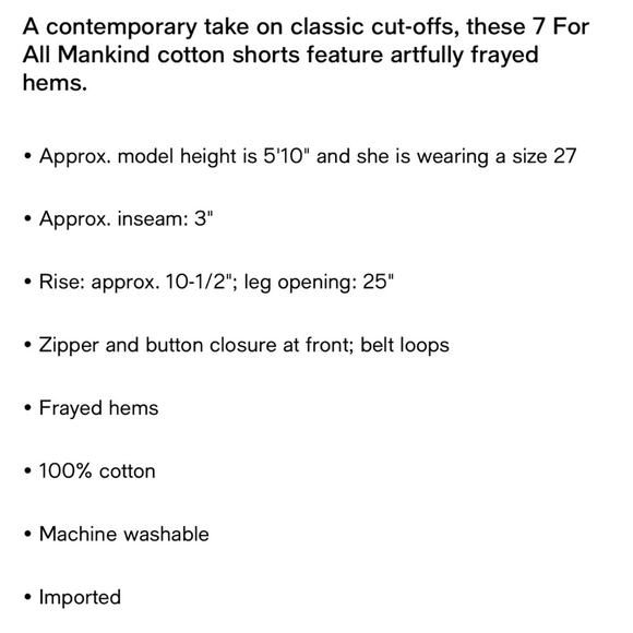 NWT 7 For All Mankind Monroe Revolve Cut Off Denim Shorts Clean White Rigid 32 - Picture 6 of 6